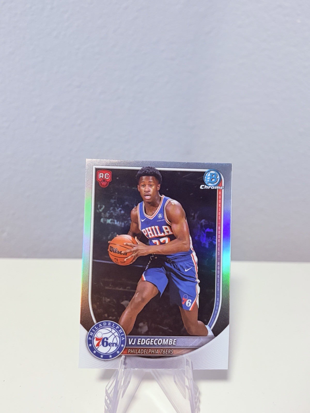 VJ EDGECOMBE Rookie 2025-26 Bowman Chrome Red Logo Variation Refractor 76ers RC