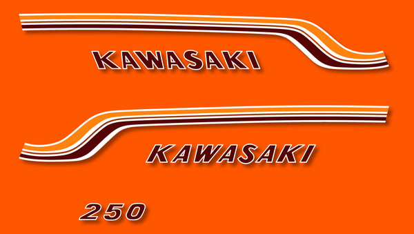 Kit déco Kawasaki 250 F8 1972 stickers Bison pour restauration moto