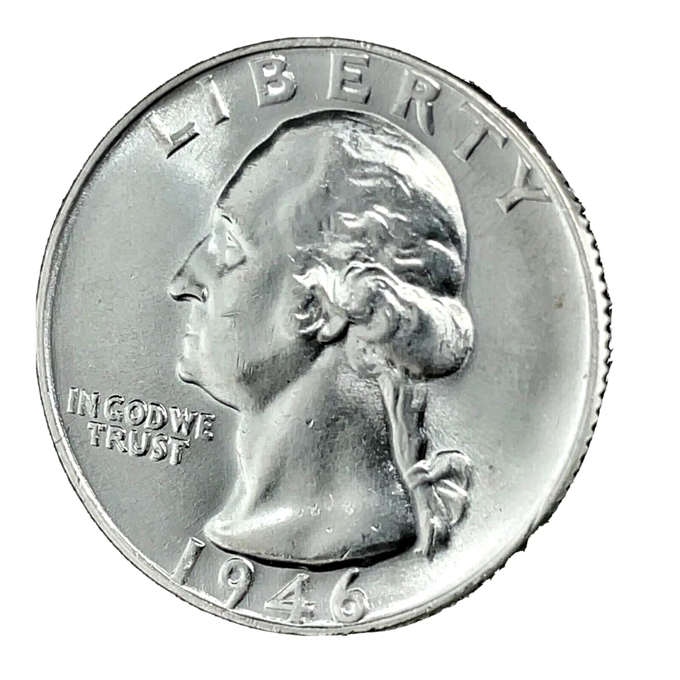 1946 BU/UNC DDO (FS-101 or VP-004) 90% Silver Washington Quarter 25c U.S Coin #1 - Image 3 of 4