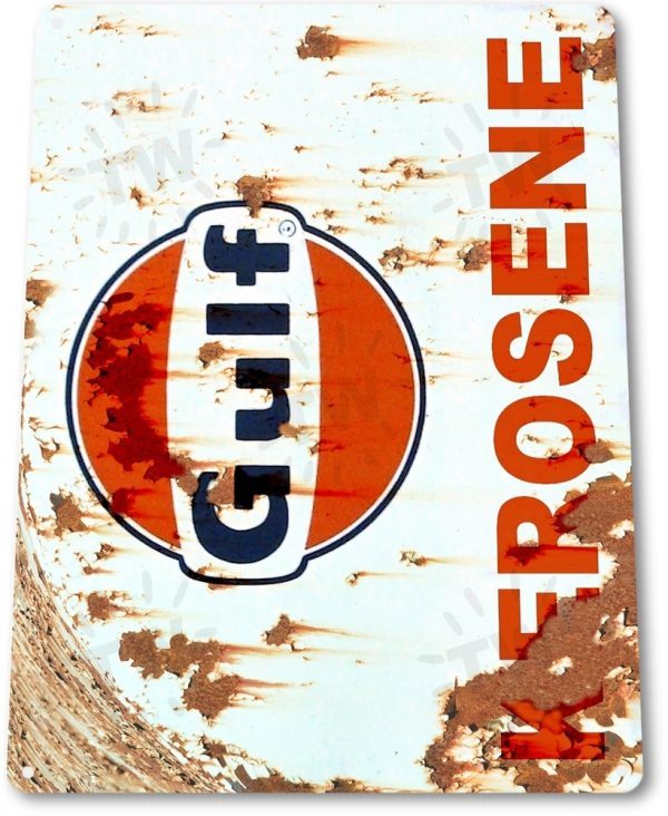 Gulf Kerosene Gas Oil Garage Shop Retro Vintage Rustic Wall Decor Metal ...