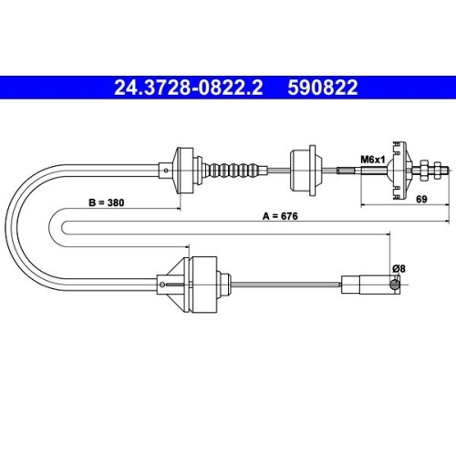 Tirette Câble Commande Embrayage ATE 24.3728-2901.2 - Compatible Chevrolet Daewoo