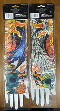 2 Pairs Tattoo Sleeves Halloween Day of the Dead BIKER PUNK ROCKER COSTUME