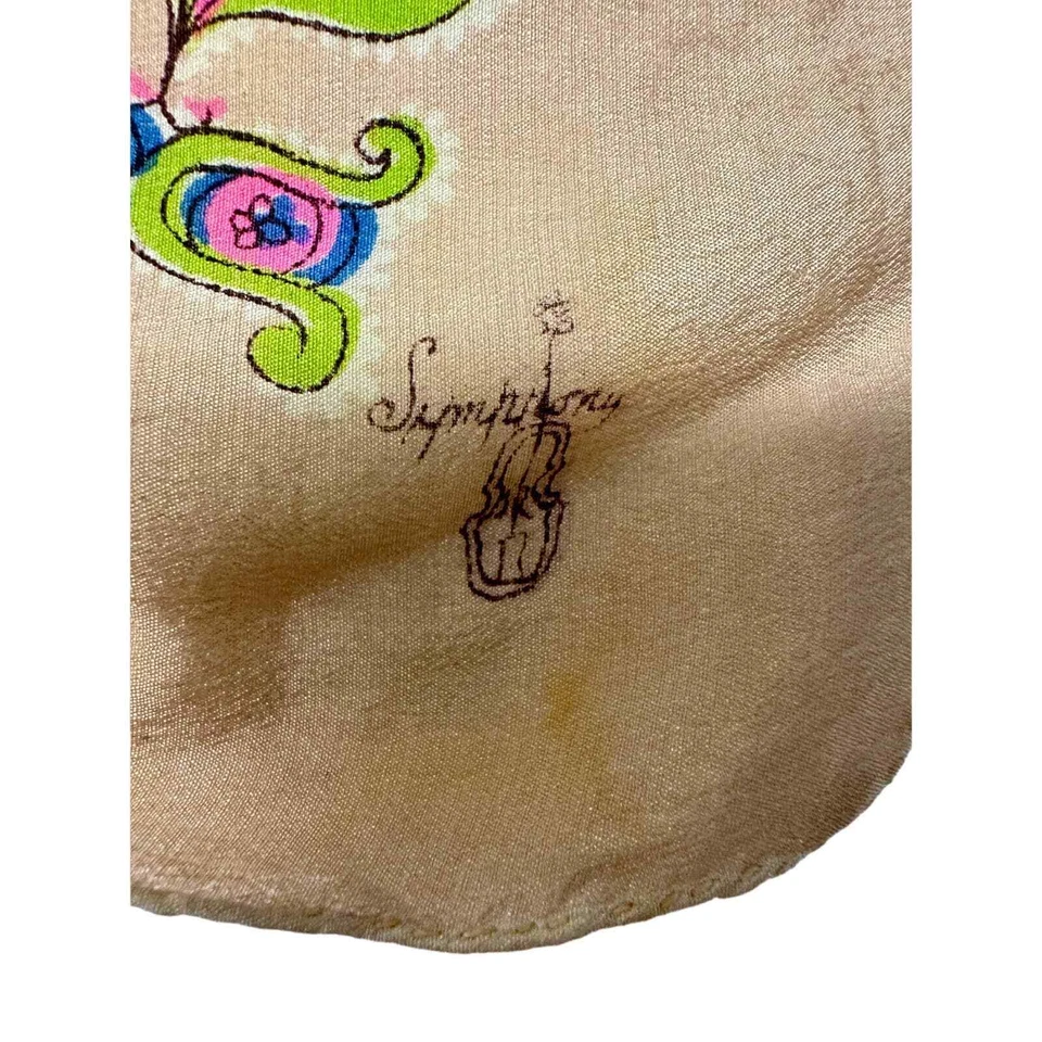 Bufanda Sinfónica Años 50 DE COLECCIÓN LETRAS ABC Bufanda Beige + Rosa Azul Verde 30x33 Foto 3 de 4