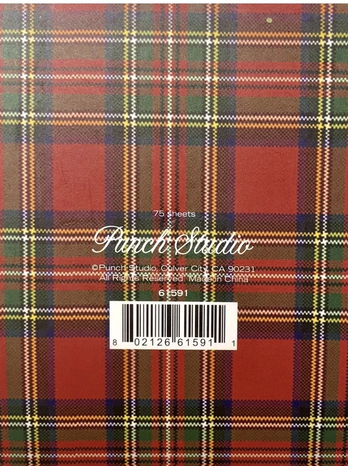 Punch Studio 61591 Gold Foil Gem Embellished Merry Christmas Plaid Deer Note - Image 4 of 4