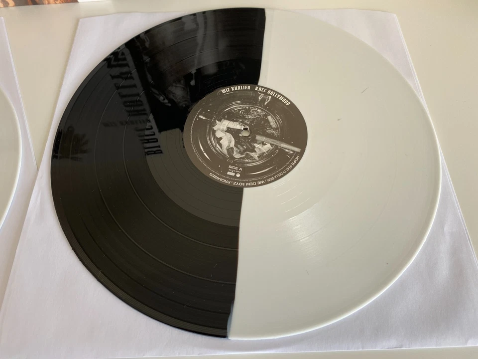 Wiz Khalifa Blacc Hollywood Vinyl LP Hip Hop Black & White Split Records Mint - Image 4 of 4