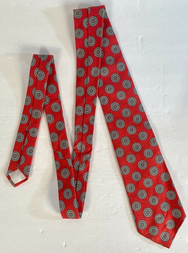 Lot of 2 ~ Preswick & Moore Linen/Cotton Neckties 3.5" Red & Pink Paisley - Picture 6 of 8
