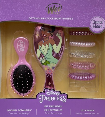 Pacchetto Accessori Capelli Spazzola Bagnata Districante Disney Princess Tiana Edition Bambini - Foto 1 di 2