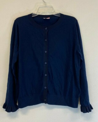 Womens Ruffle Cardigan Navy Size 
