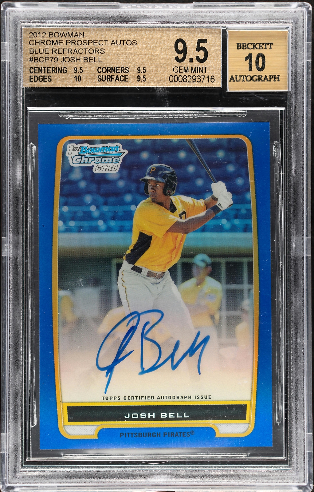 2012 Bowman Chrome Josh Bell Prospect Auto Blue Refractor /150 BGS 9.5/10