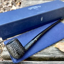 Savinelli Churchwarden Black Rusticated (104) Tobacco Pipe - New