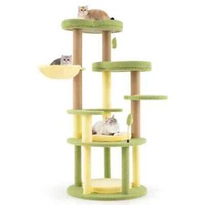 Chic Multi-level Cat Tree Avocado Theme Cat Tower w/ Wide Perch-Green