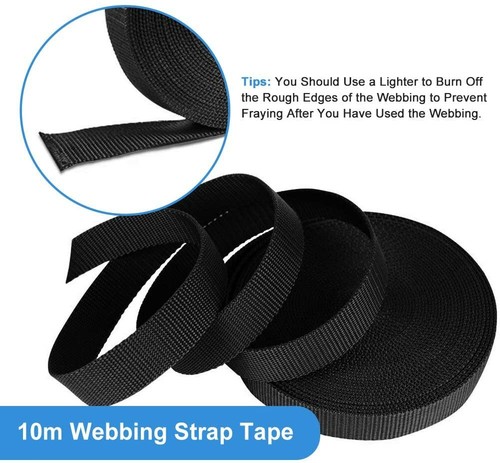 Polypropylene Webbing Strap 10Meters Black /Tape 20mm,25mm,40mm,50mm (UK Made) - Picture 2 of 10