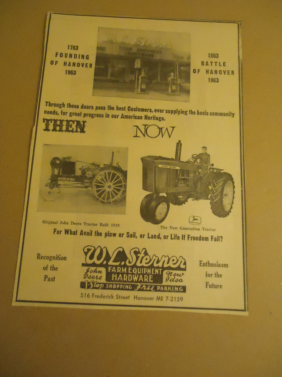 W L Sterner John Deere Tractor HANOVER PA 1962 newspaper ad Falak Tayyeb Platinum Government