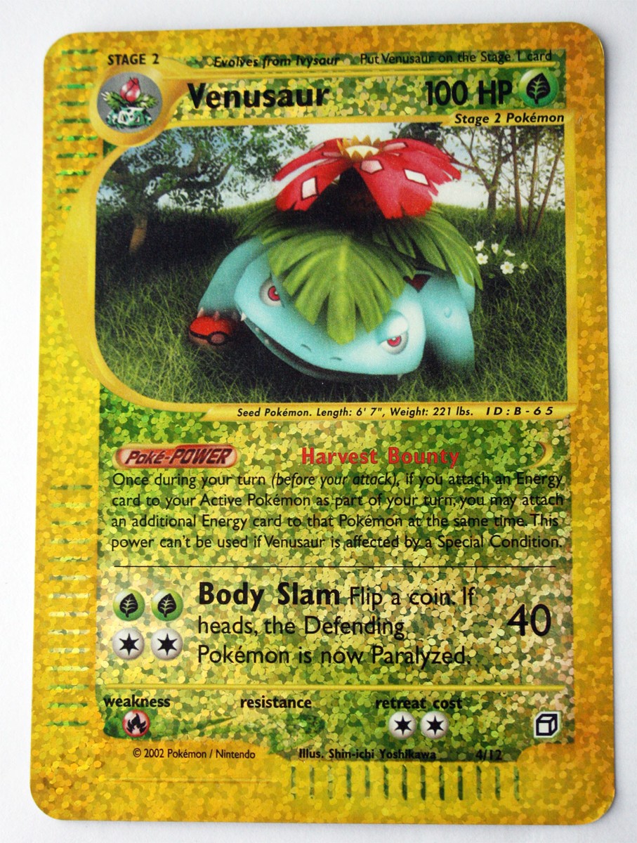 POKEMON 2002 VENUSAUR EXPEDITION REVERSE HOLO BASE SET BOX TOPPER