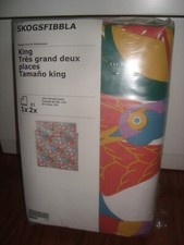 NEW KING Duvet Cover and 2 Pillowcases Bed Set Flowers Birds Tropical pattern