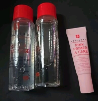 Erborian Skincare Gift Set 4pc, Centella Cleansing Gel & Oil, Pink Primer & Care