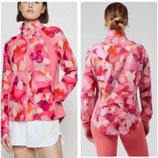 Athleta run with it floral pink running jacket size S