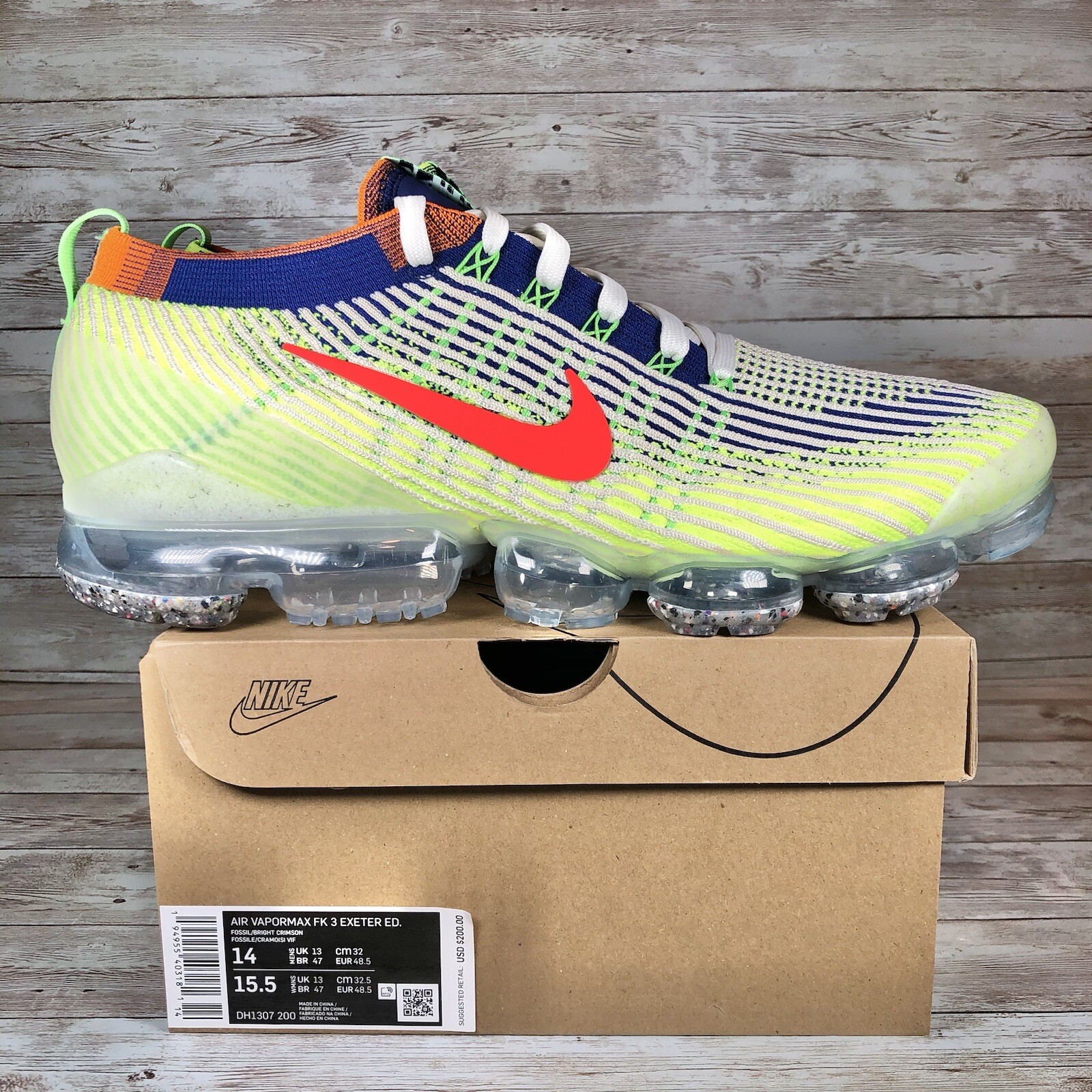 Nike Air Vapormax Flyknit 3 Exeter Edition Multicolor DH1307-200 Men's Size  14 | eBay