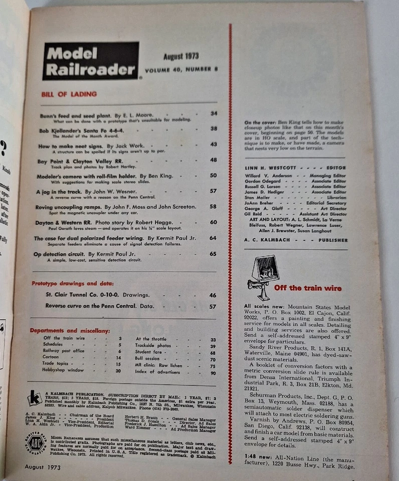 Model Railroader Magazine August 1973 - Image 2 of 2