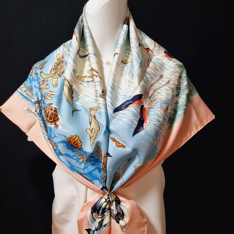 РЕДКИЙ ВИНТАЖНЫЙ HERMES шелковый шарф "La Vie Precieuse de la Mediterranee" Carre 90 - Изображение 3 из 4