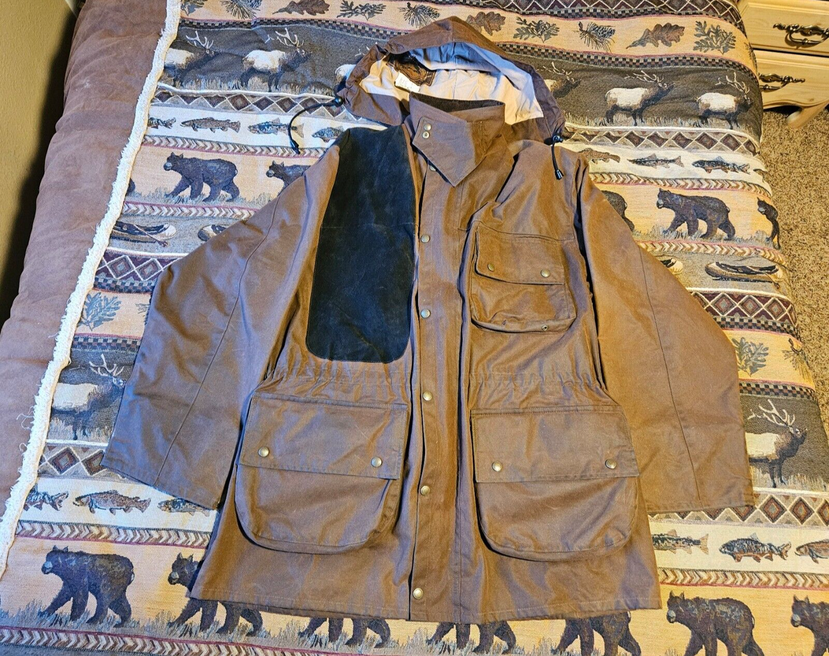 LEWIS CREEK Mens waxed cotton Field Jacket Size L 42/44 Brown