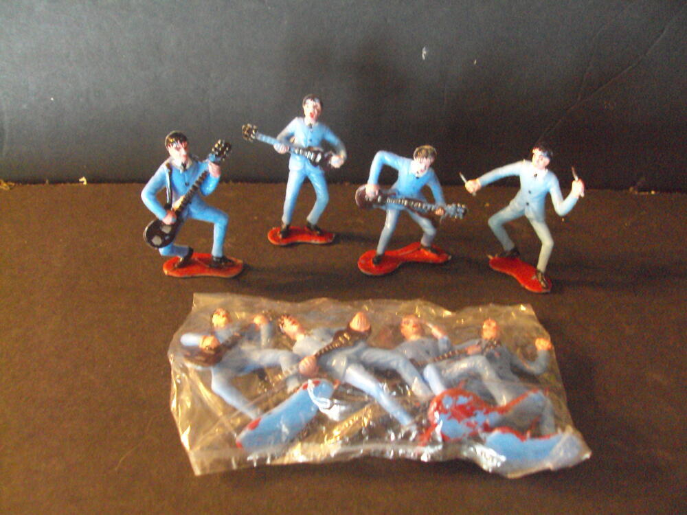 4 VINTAGE 1964 BEATLES CAKE TOPPERS: JOHN, PAUL, GEORGE