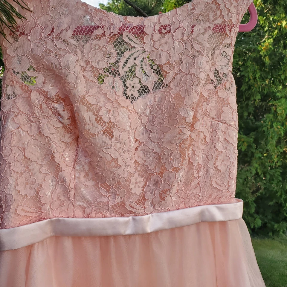 Vestido de fiesta formal corto de encaje rosa vintage 1990 Cindy Collections talla XL Foto 3 de 4