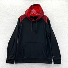 Unipro Hoodie Mens Medium Black Sweatshirt Pullover Top Long Sleeve Red Camo