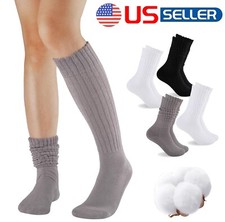 4  Winter Knee High Slouch Socks Soft Extra Long Slouch Boot Socks Women Gift US