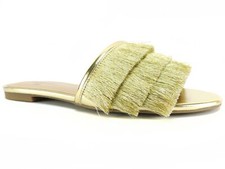 INC International Concepts Women's Maira 2 Flat Slides Spring Gold Size 6 M