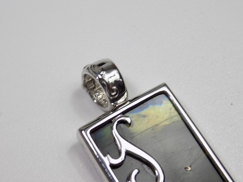 Eleganter Moderner Unisex Clipanhänger Spektrolith Stein 925er Silber Design - Picture 5 of 9