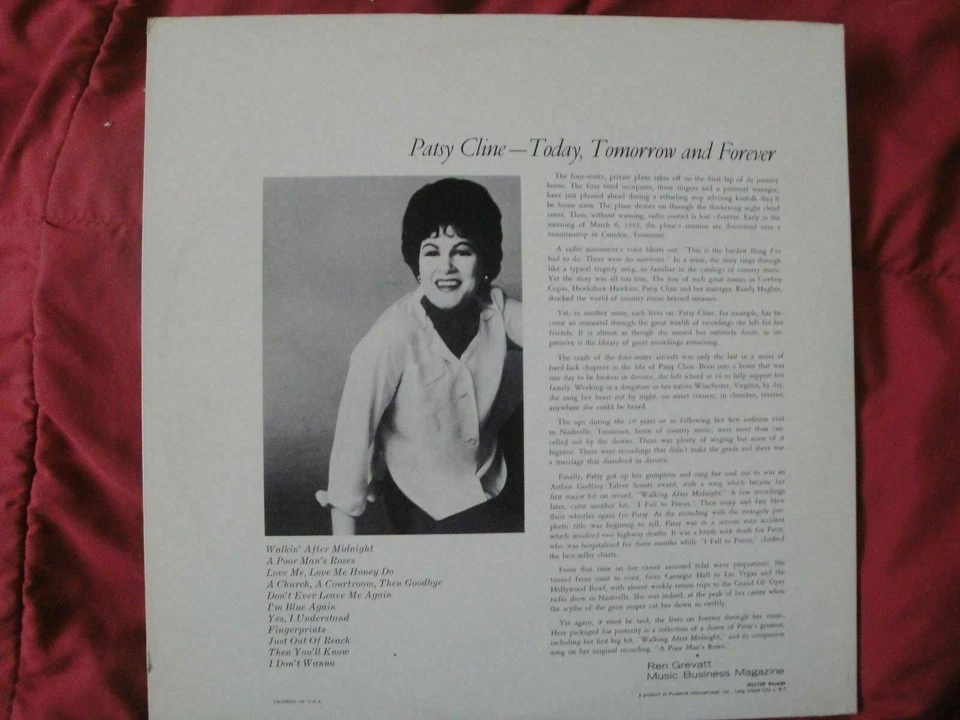PAYSY CLINE "TODAY, TOMORROW & FOREVER" VINYL LP 1964 HILLTOP RECORDS JS-6001 EX - Image 2 of 4
