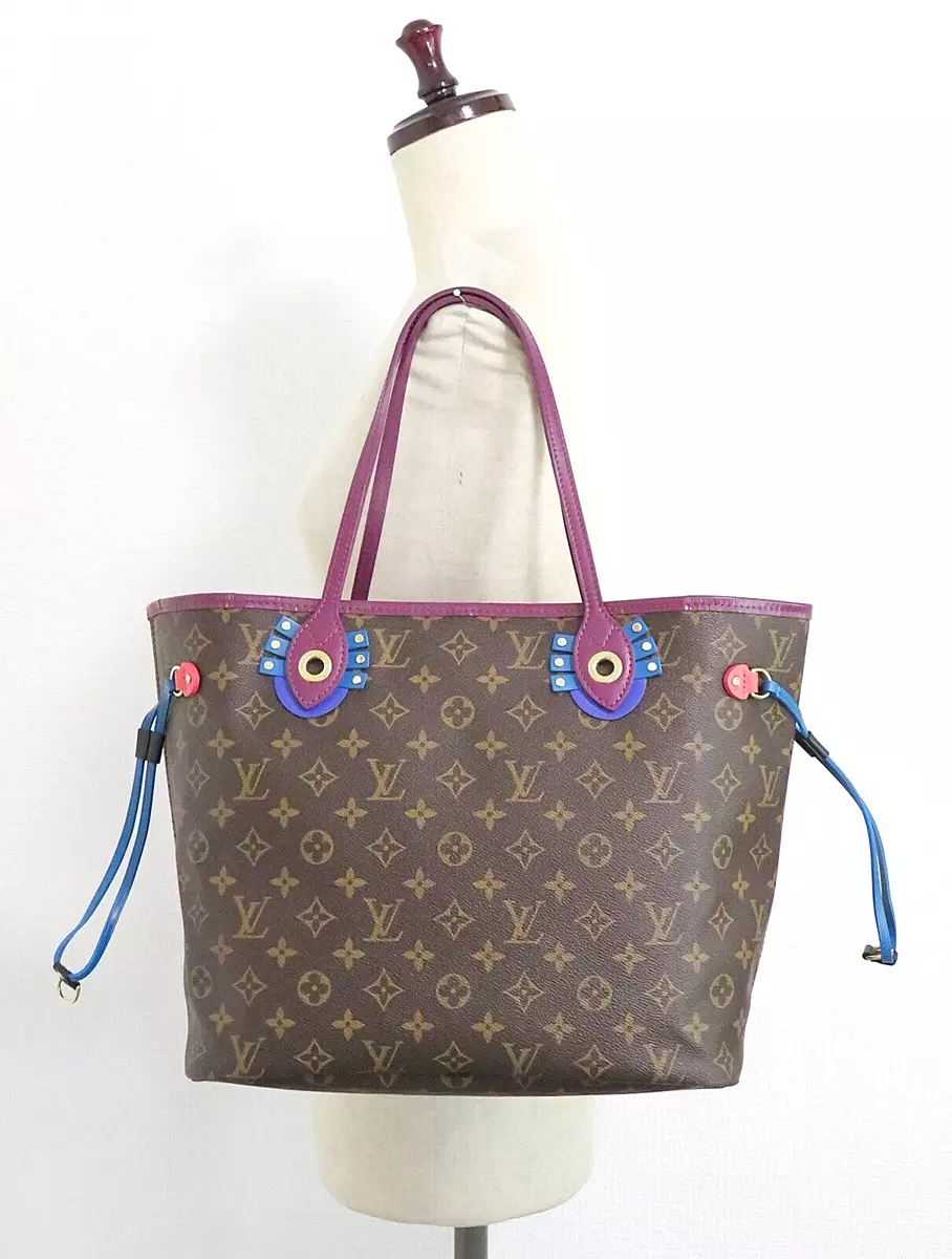 Authentic LOUIS VUITTON Neverfull Purple Totem MM Monogram Tote Bag Purse  #51034