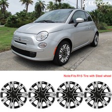 For 2007-2015 Fiat 500 15 4pcs Hubcaps Wheel Cover Hub Caps Fits R15 Steel Rims For 2007-2015 Fiat 500 15 4pcs Hubcaps Wheel Cover Hub Caps Fits R15 Steel Rims