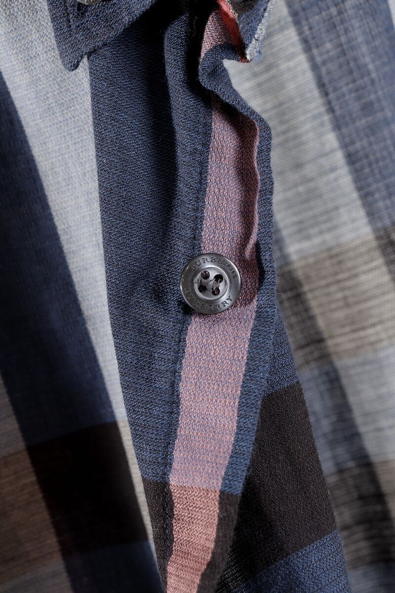 Men's Burberry London 100% Cotton Blue Nova Check Shirt Size Men's Burberry London 100% Cotton Blue Nova Check Shirt Size