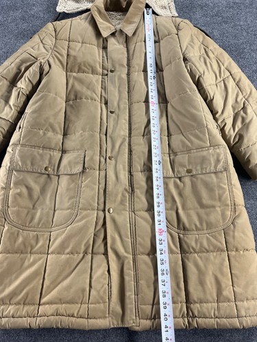 Sears VTG Jacket Removable Hood Brown Tan Zip Insulated Button Snap Lined Sz 46 - Picture 13 of 24