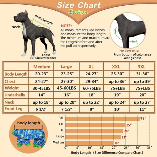 LovinPet Hunde Pyjama Schlafanzug Body Pitbull Kleidung Operation Erholung für große Hunde - Bild 2 von 6