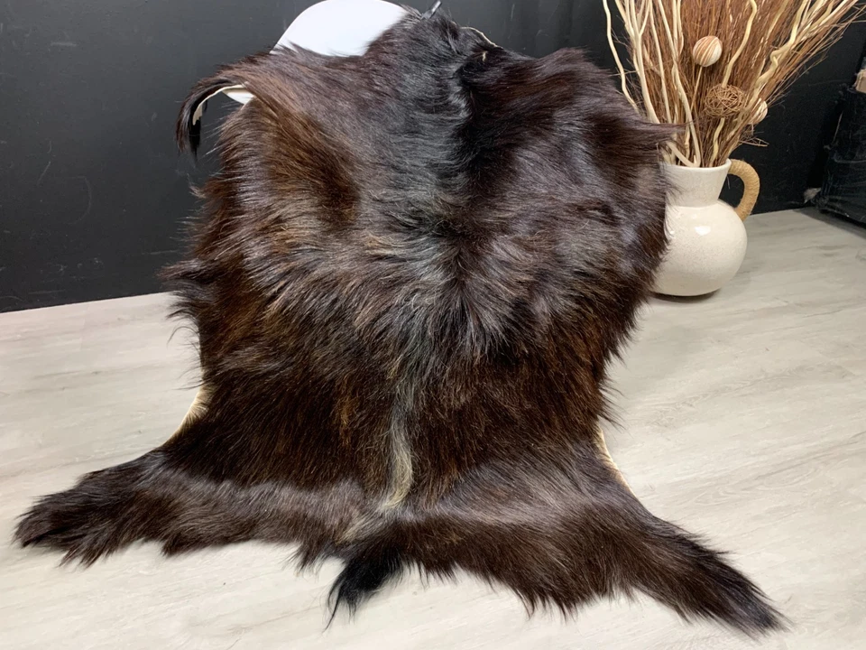 Alfombra de piel de cabra natural, alfombra de piel de cabra real, decoración de piel de cabra de cuero genuino Foto 2 de 4