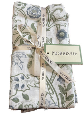 MORRIS & Co Napkins (8) MARY ISOBEL BLUE GREEN FLORAL 20 X 20 100% COTTON  NIP