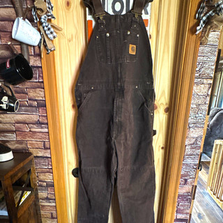 Carhartt R01 DKB Brown Duck Canvas Work Bib Overalls Men’s 34x34
