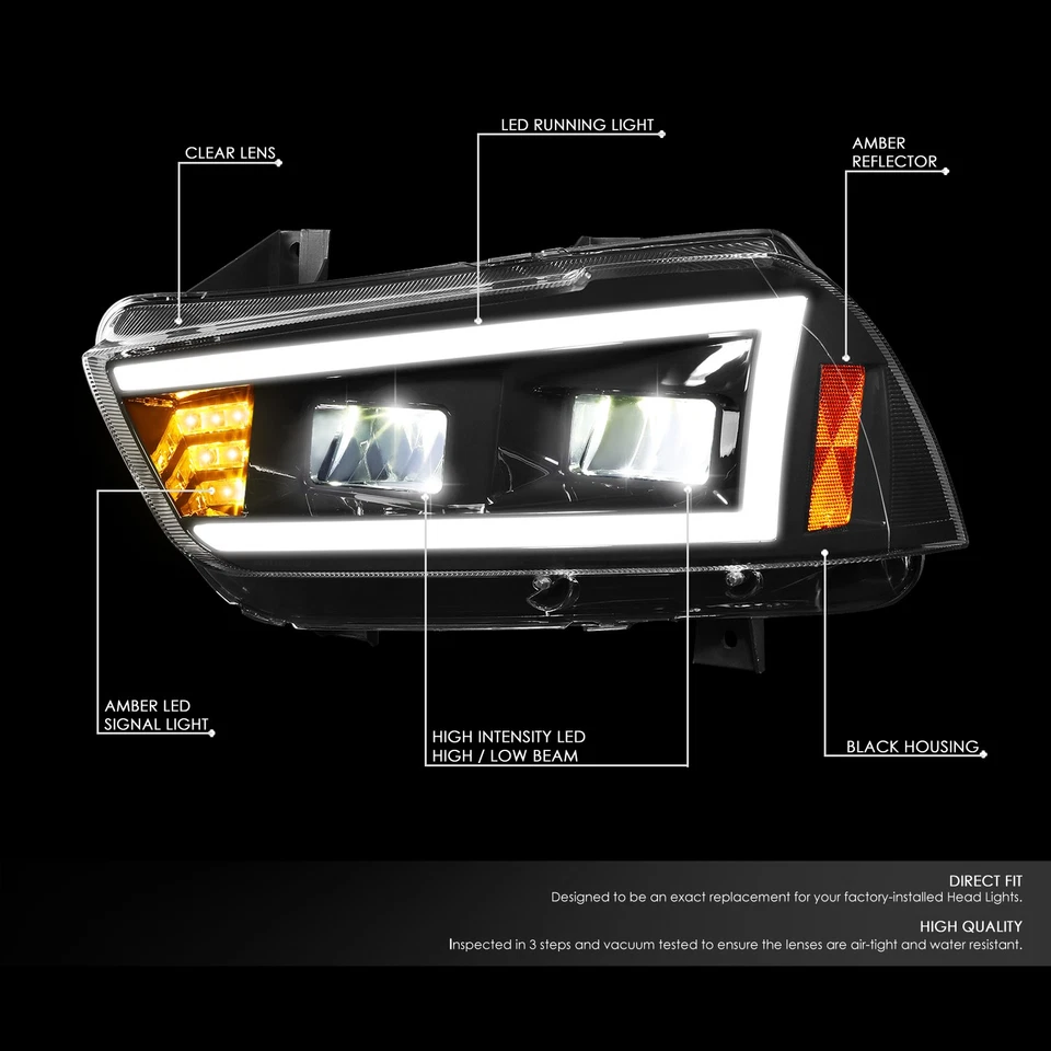Para 2011-2014 Dodge Charger LED DRL+ lâmpada de farol de seta carcaça preta - Imagem 2 de 4