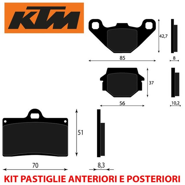 Satz BremsbelÄGe Vorne UND Hinten KTM THE Duke 400 1994 1998-image