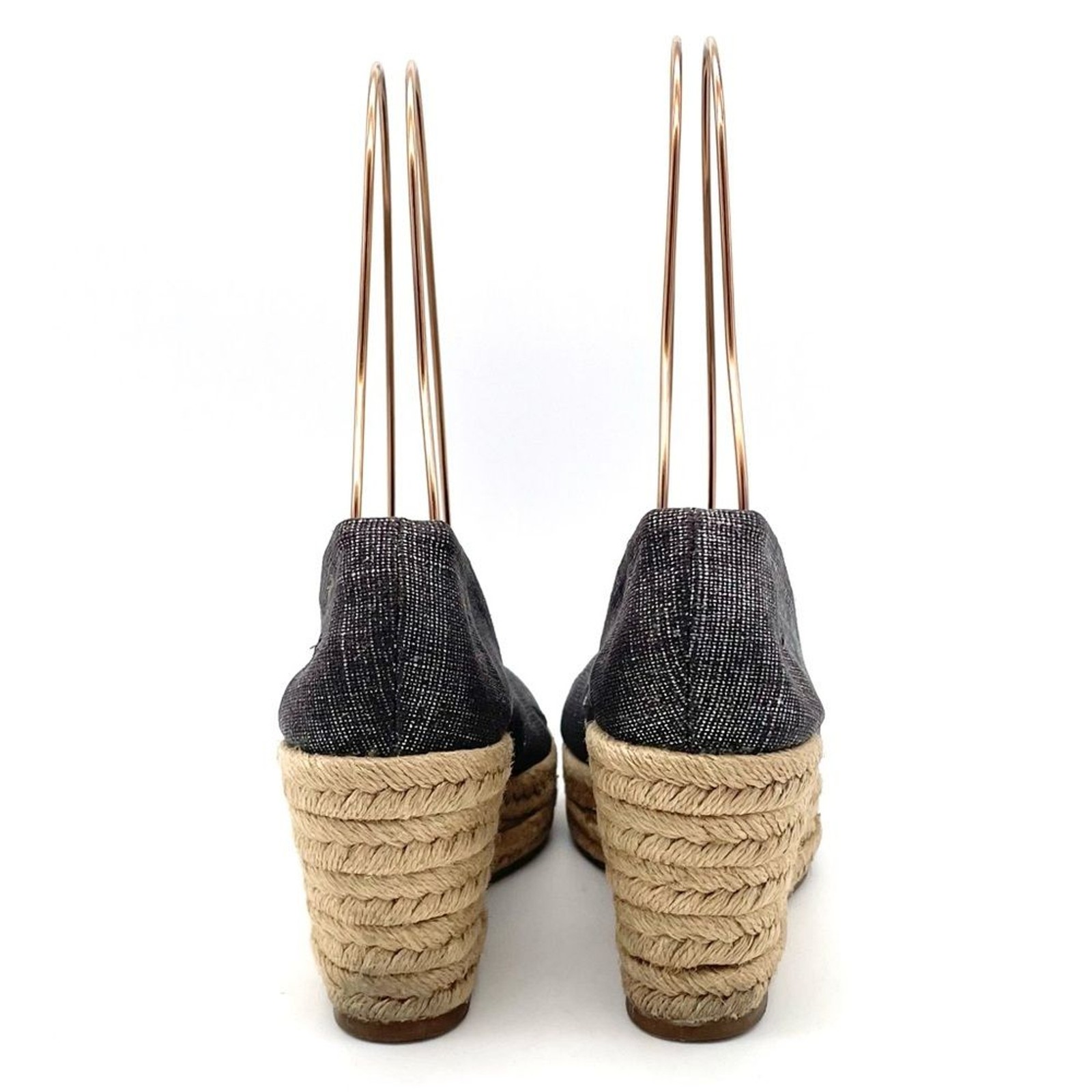 Tory Burch Filipa Espadrille Wedge Heel in Shimmer Pewter Linen Women’s Size 5.5 thumbnail 13