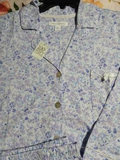 Carole Hochman Sleep Lounge SET 100% Soft Cotton Size Large Violet Floral