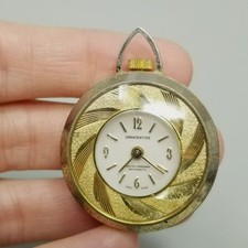 Vintage Spartantime Round Gold Tone Pendant Watch Swiss Made Mechanical AS IS