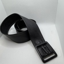 Vintage Evan-Picone Black Leather Wide Belt M 36  2  Statement Buckle