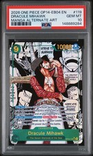 One Piece - Dracule Mihawk Manga OP14-119 The Azure Sea's Seven Foil - PSA 10