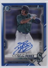 2021 Bowman Chrome Prospect Blue Refractor /150 Milkar Perez #CPA-MP Auto 02rs