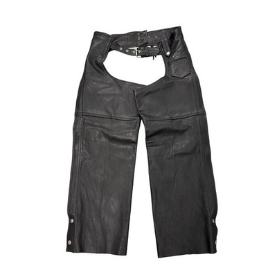 Interstate Leather Classic Chaps Motorcycle Biker Black Leather Size S