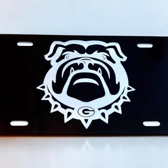 Placa de matrícula Georgia Bulldogs aluminio negro  Foto 2 de 3